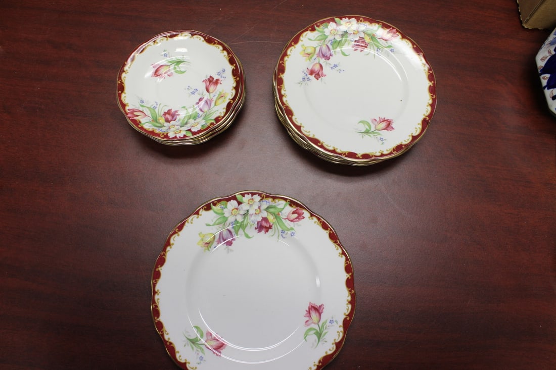 Lot of 10 Bone China Bell: from England - largest plate= 8" in diameter