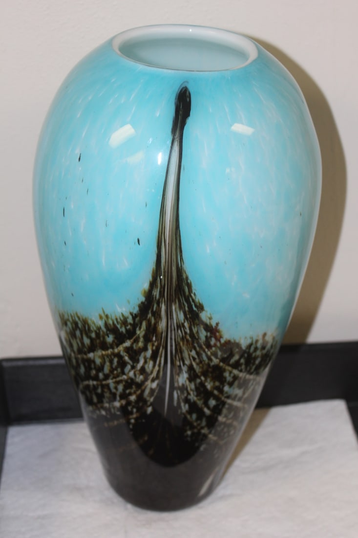 Large Art Glass Vase: 14" tall