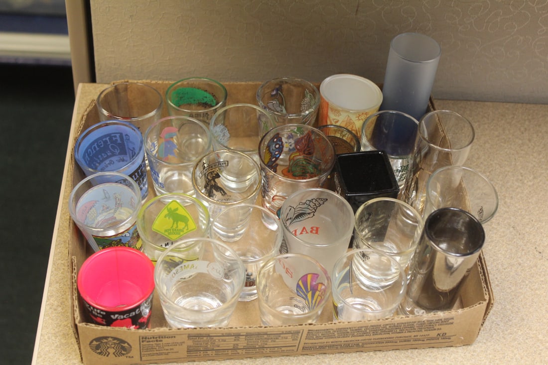 Lot of Shot Glass Cups: various sizes and shape - total of 25 cups