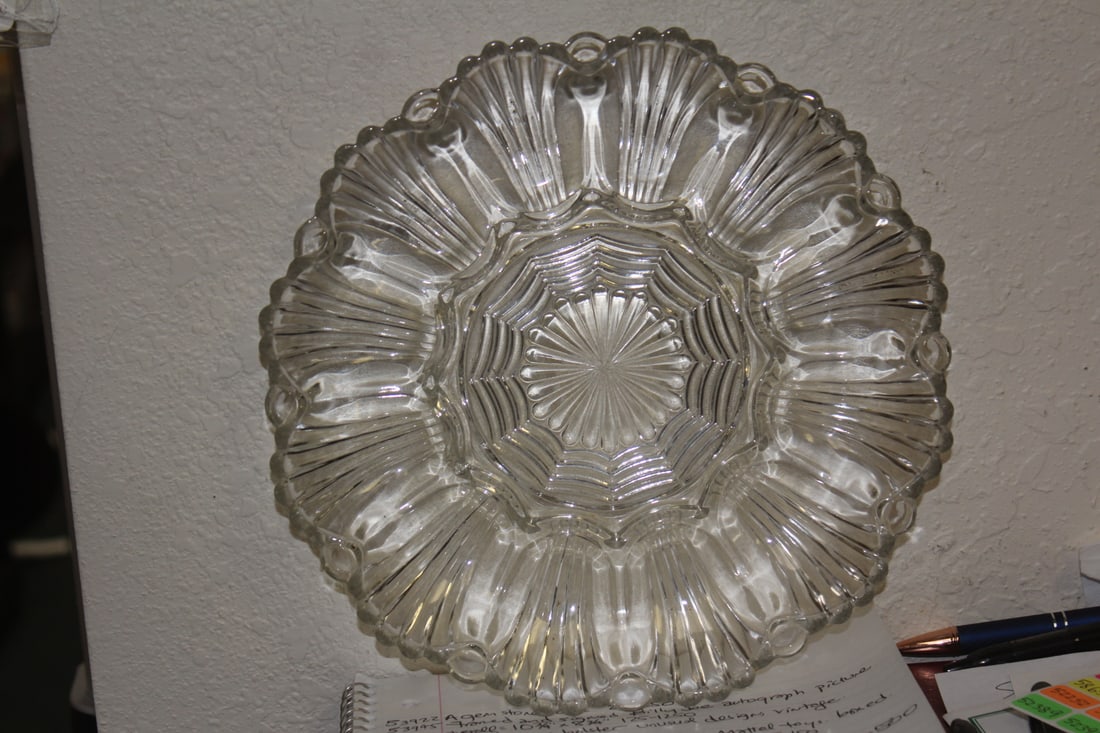 Press Glass Tray: 9 7/8" in diameter