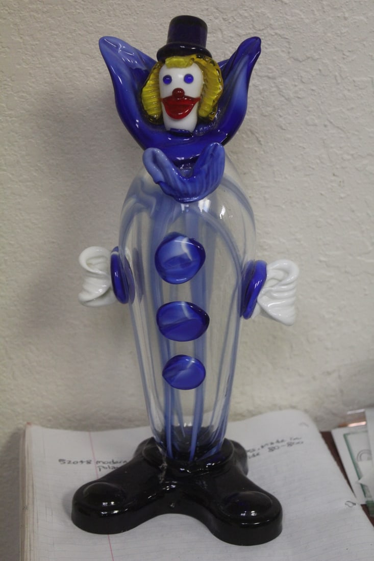 Art Glass Clown: Murano or Murano style - 12 inches tall