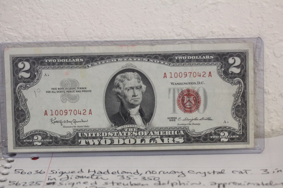 A 1963 $2.00 Red Seal Bank Note: as shown