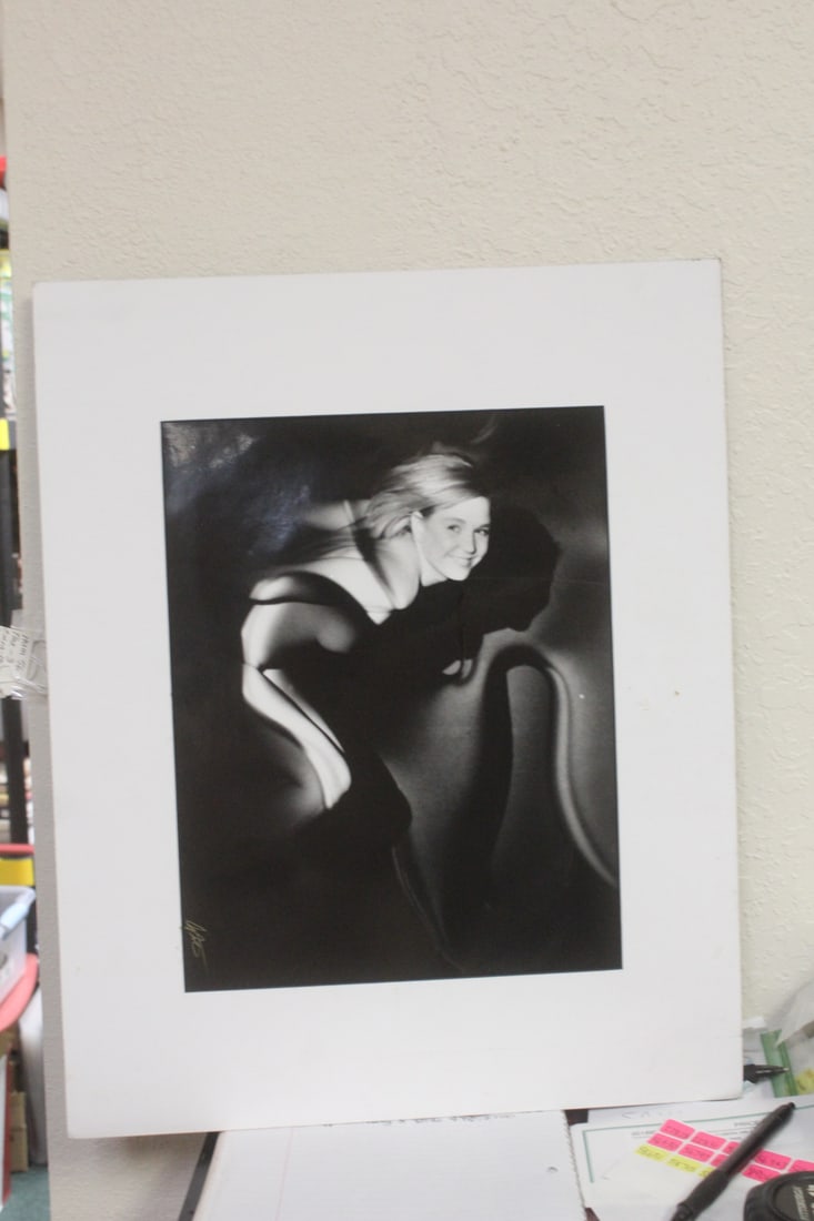 Signed Black and White Nude Photograph: overall=20" x 16" - sight= 13" x 10"