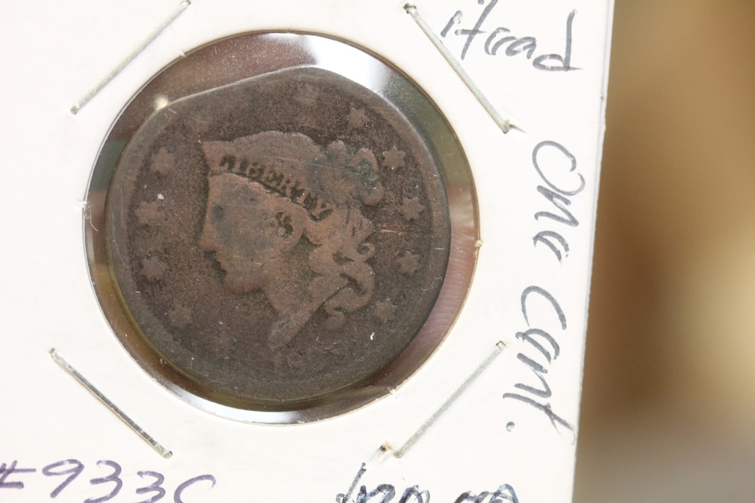 Major 1838 Large Cent Clip Error Coin: rare
