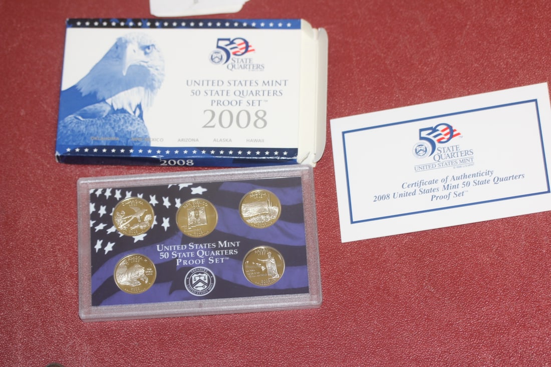 2008 US Mint 50 State Quarters Proof Set: as shown
