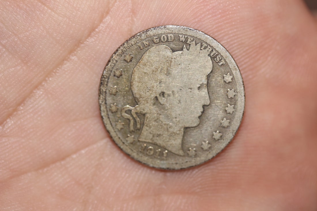 1911 Silver Barber Quarter: 90% silver