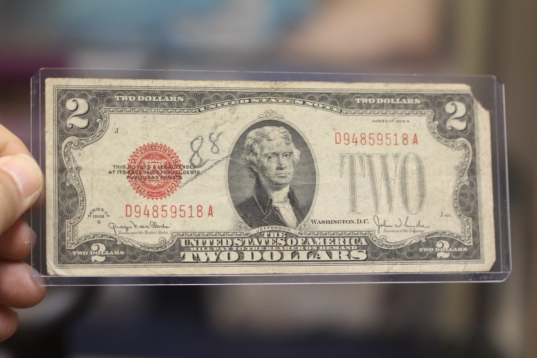 1928 $2.00 Note: low grade/cull condition