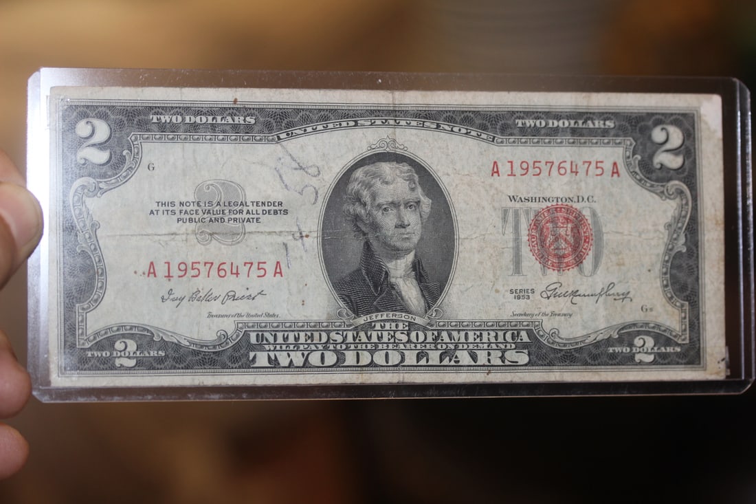 1953 $2.00 Red Seal Note: as shown