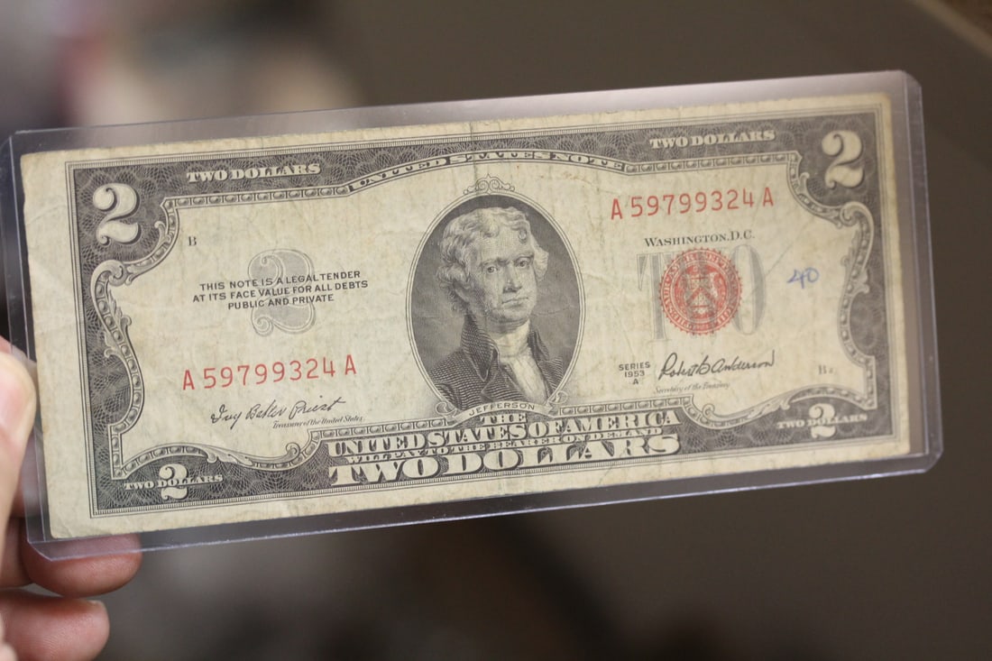 1953 Red Seal $2.00 Note: as shown