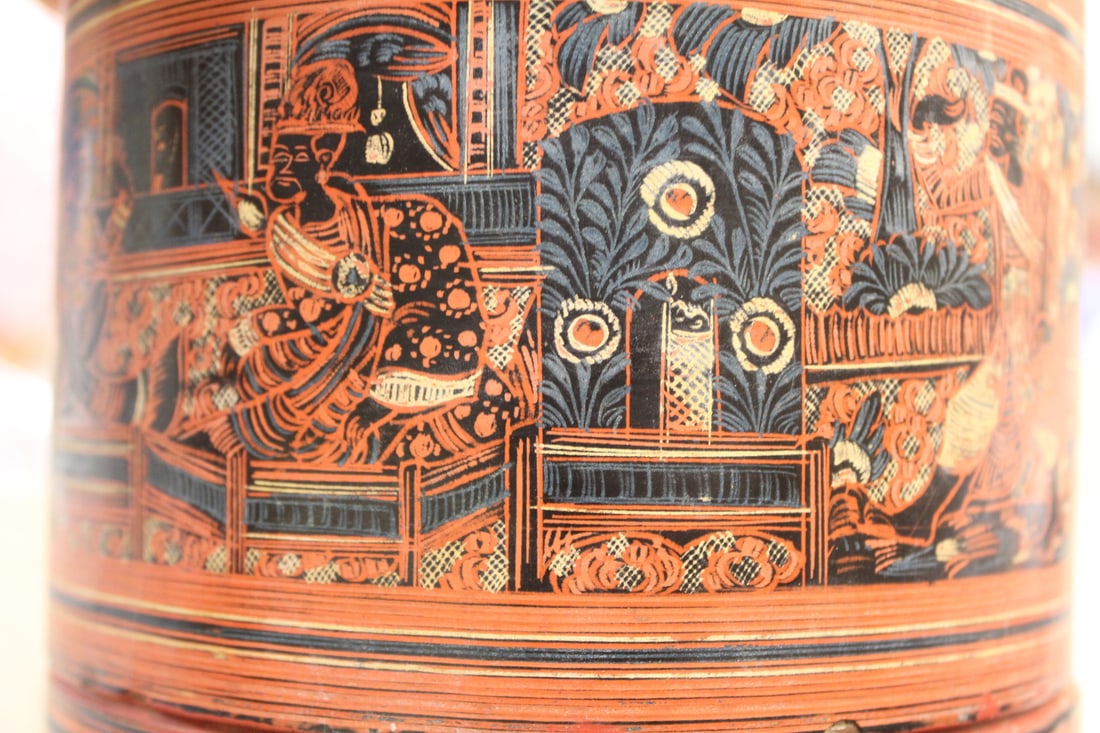 Oriental Antique Lacquer Box - 3