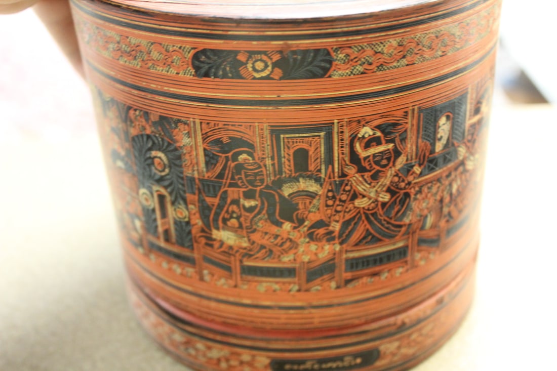 Oriental Antique Lacquer Box - 5