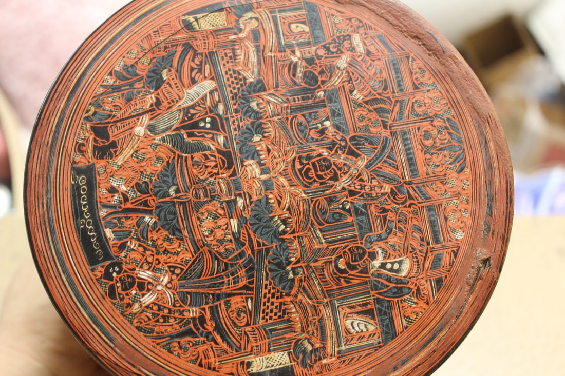 Oriental Antique Lacquer Box - 6