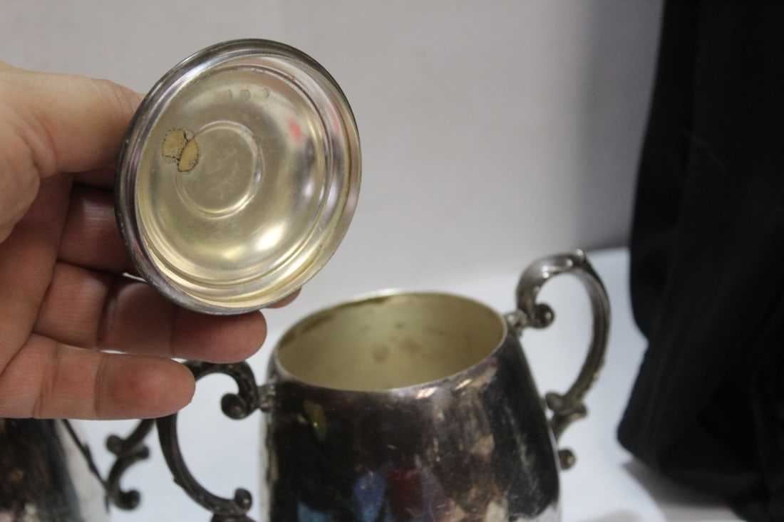 A Silverplated Cream and Sugar Container - 3