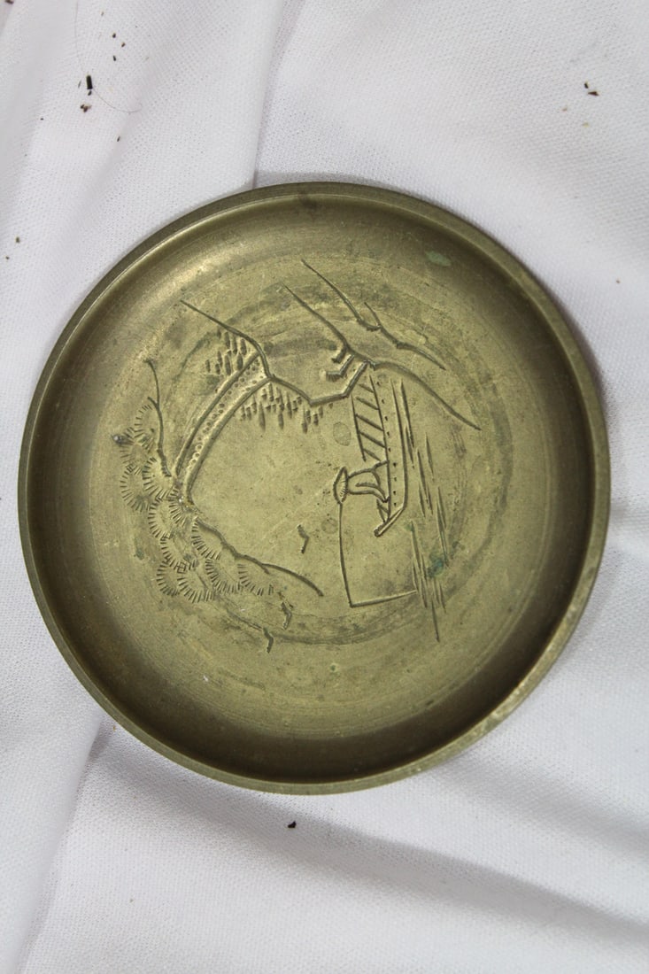 A Small Chinese Sauce Dish: bronze or brass - 3 1/2" in diameter