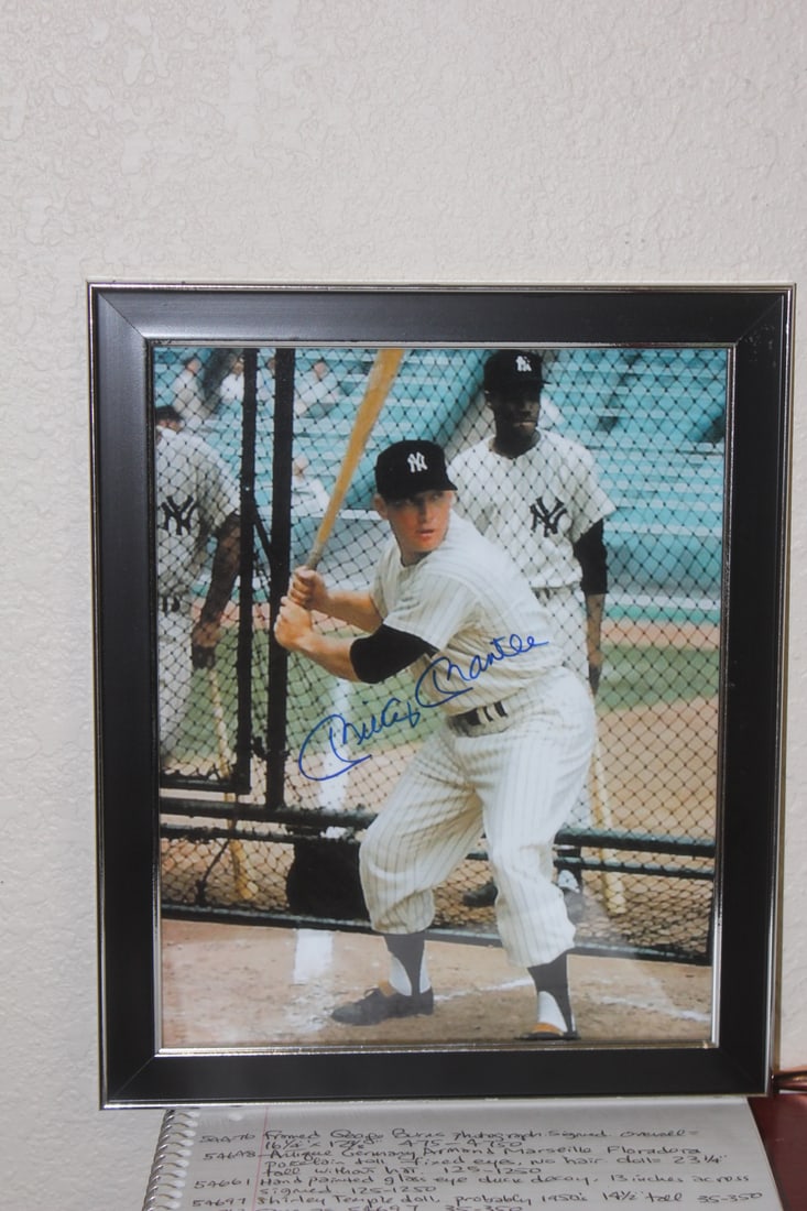 Signed Mickey Mantle Photograph: framed - 11 1/2" x 9 1/2"