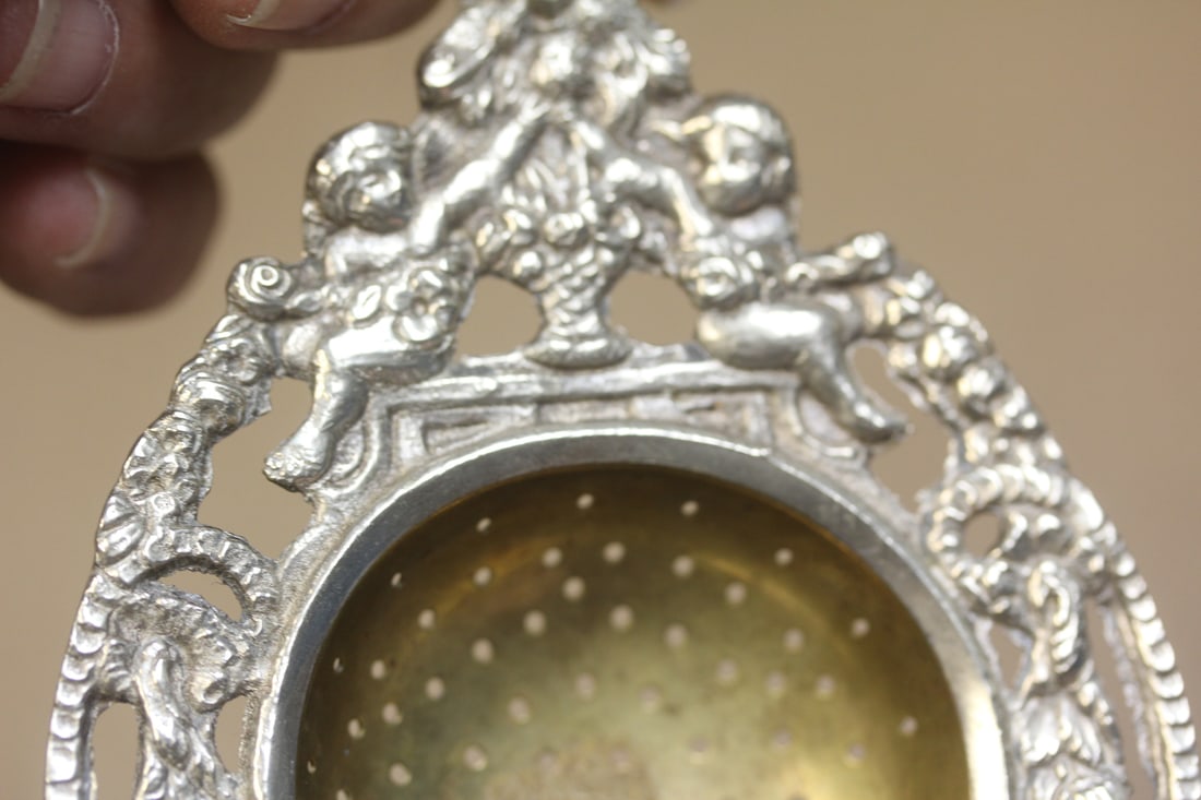 Ornate Silverplate Tea Strainer - 5