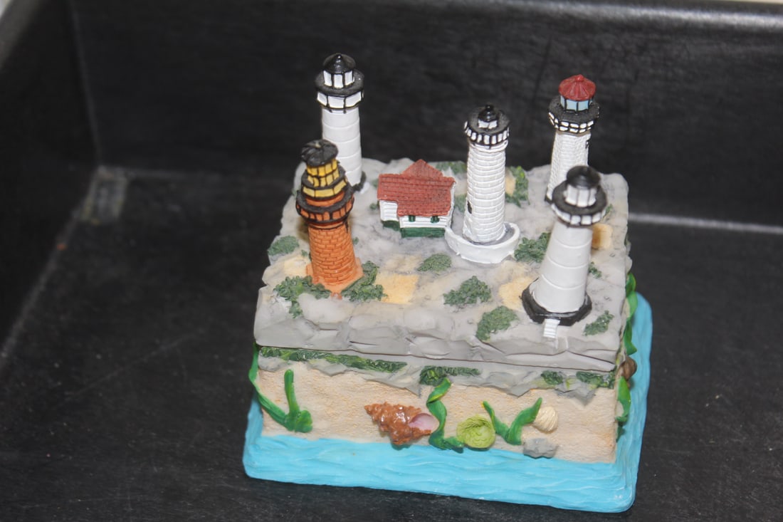 Lighthouse Resing Trinket Box: 3" across
