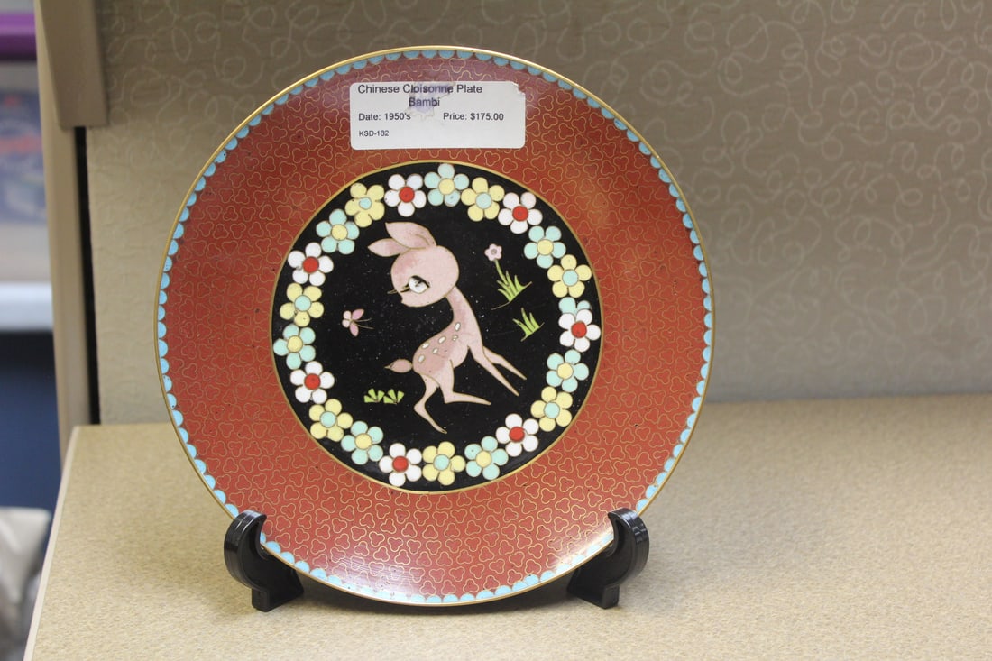 Chinese Cloisonne Plate - Bambi: well made - 8 1/4" in diameter - date unknown