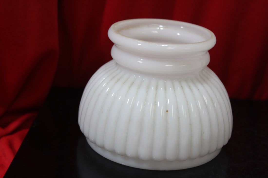 A Milk Glass Lamp Shade: old - 3 1/4" tall