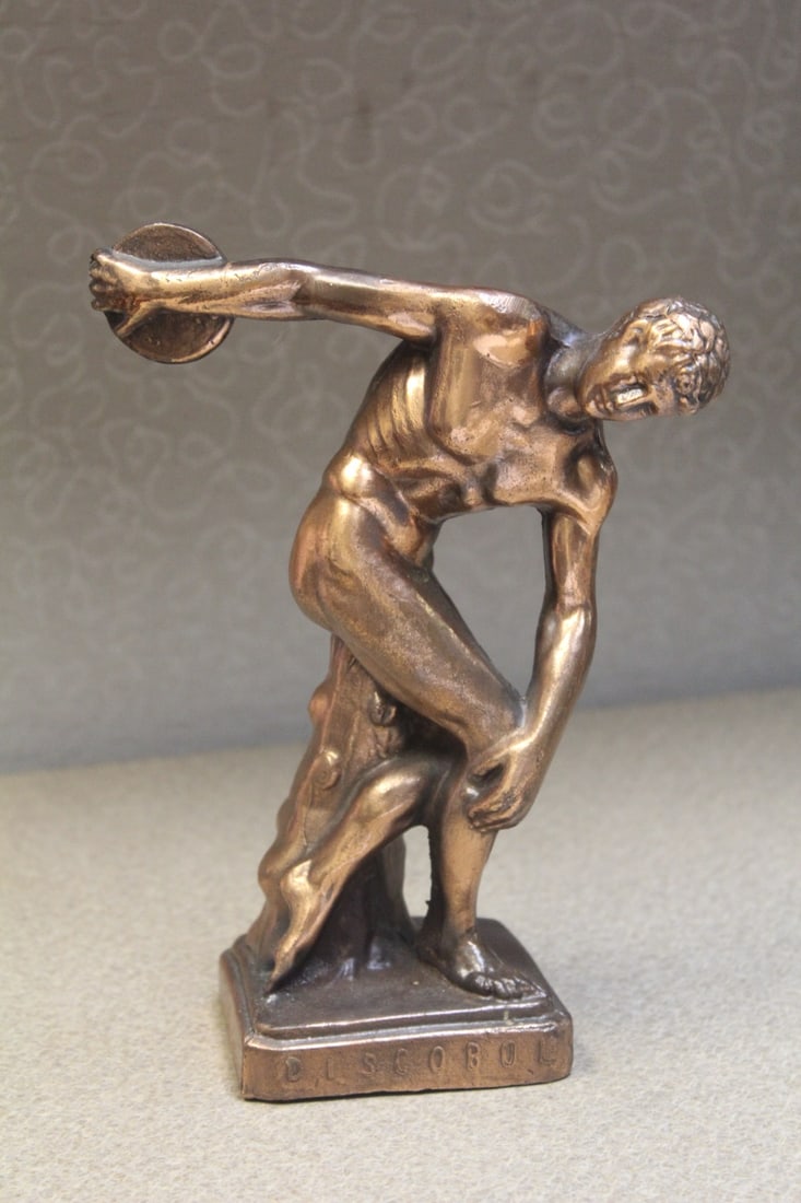 Vintage Metal Olympic Athlete: 7 3/4" tall