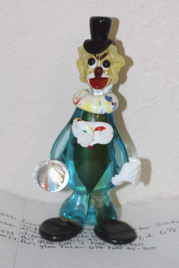 Art Glass Clown: 7 1/2" tall