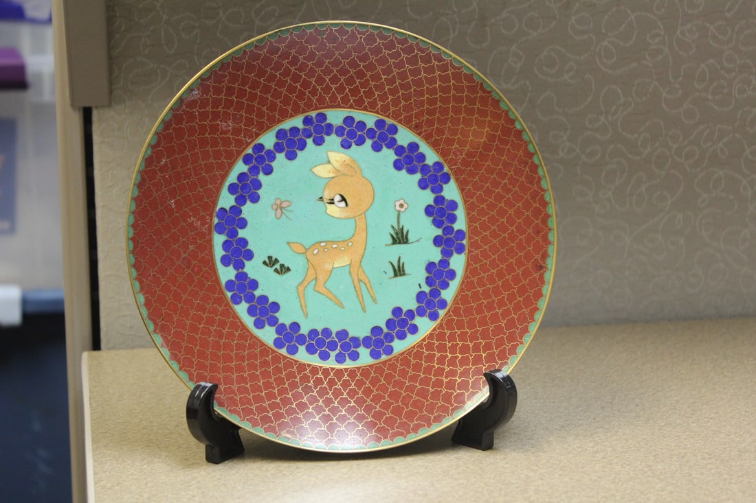 Chinese Cloisonne Plate - Bambi: well made - 8 1/4" in diameter - date unknown