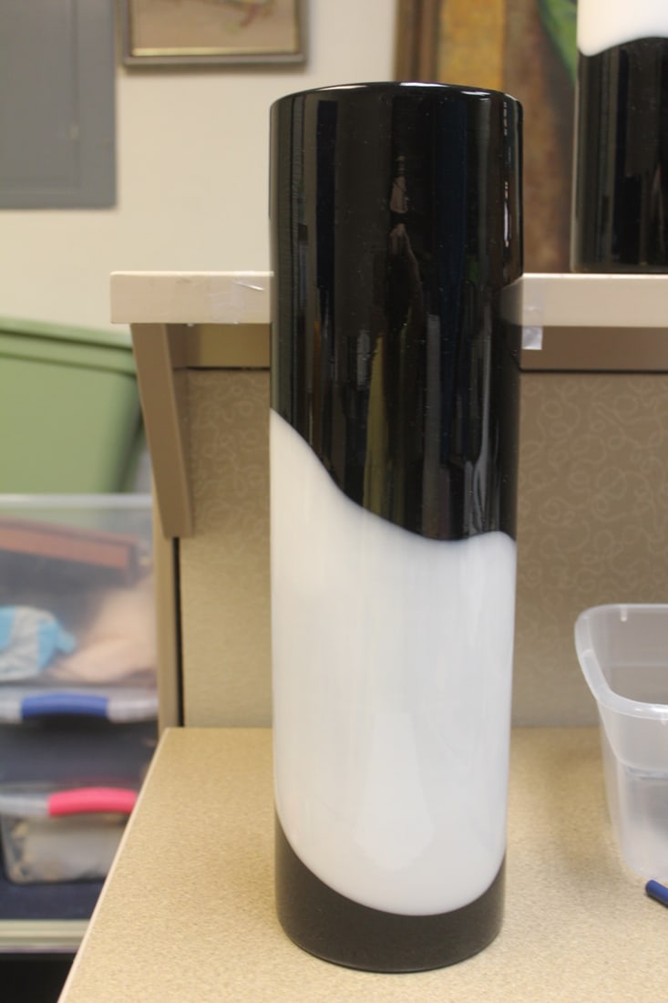 Artglass Cylinder Vase: 15 7/8" tall
