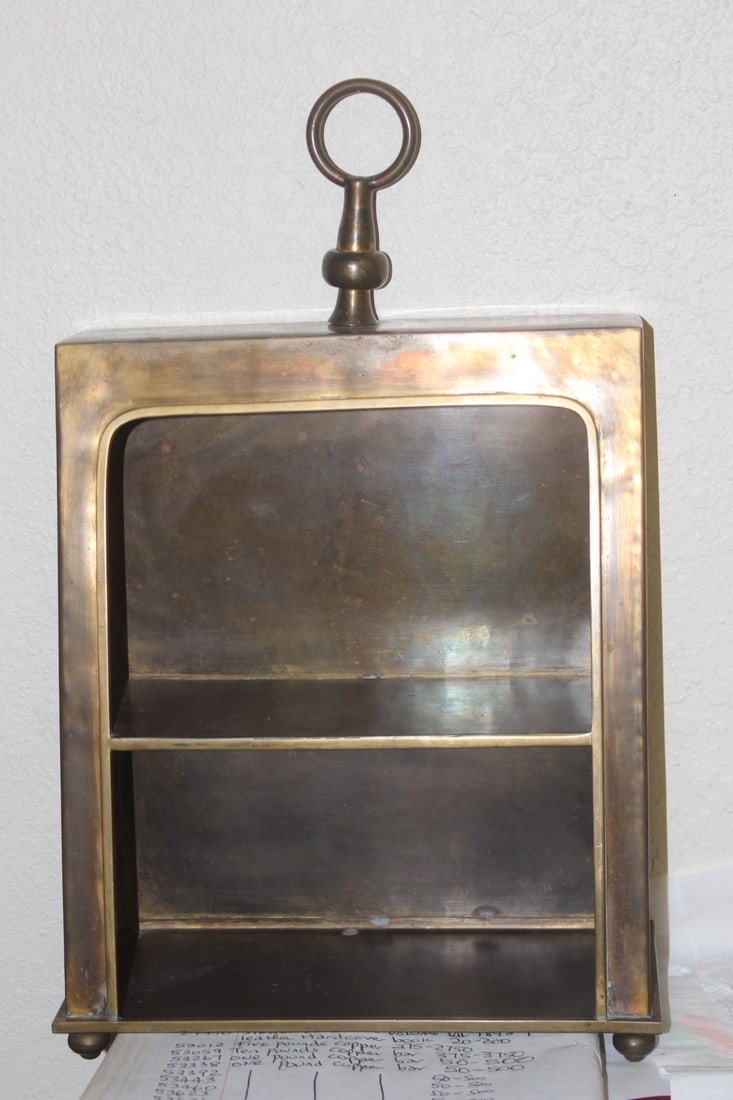 Vintage Brass Wall Hanging Display: made in Hong Kong - 10 3/8" x 12 1/2" without the handle