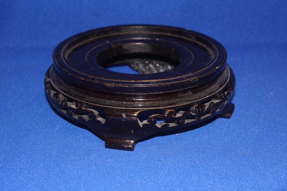 A Vintage Carved Chinese Wooden Stand: inside diameter= 4 3/8"