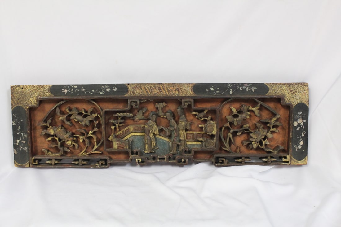 An Antique/Vintage Chinese Wall Hanging Panel: nicely carved - 17" x 4 7/8"