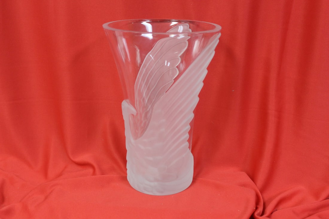 A Frost Eagle Glass Vase: 9 1/4" tall
