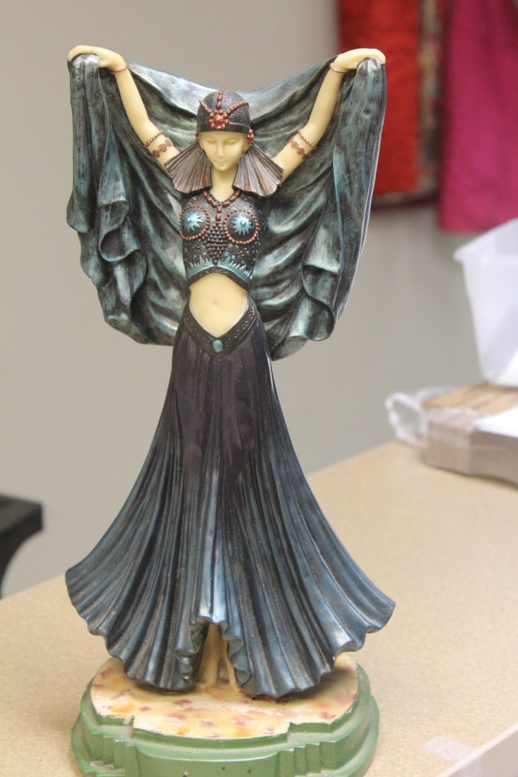 Erte Style or Copy Resin Statue: 14 1/4" tall