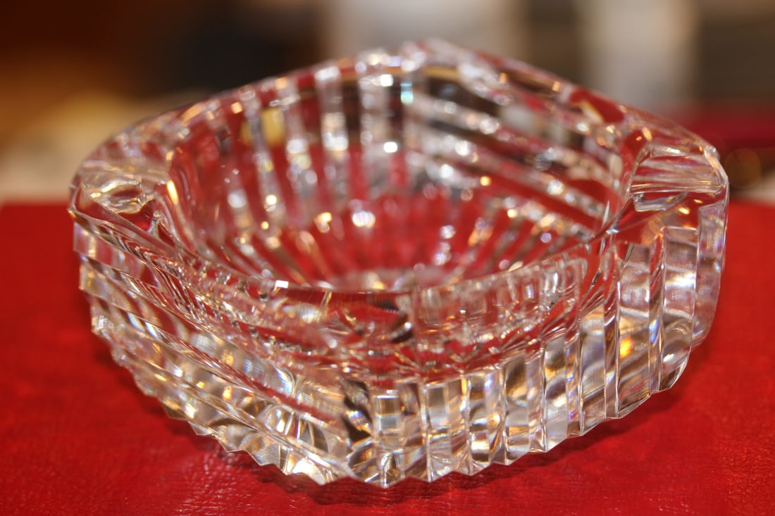 Waterford Cut Glass Ashtray: diamond shape - marked - 4" across - unusual shape