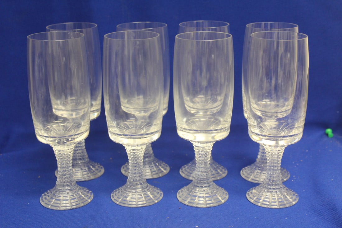 Set of 8 Rosenthal Bleikristall Water Goblets: 7 1/2" tall each