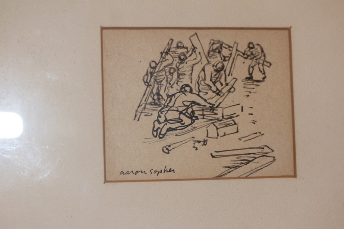 Framed Ink Wash by Aaron Sopher - 2