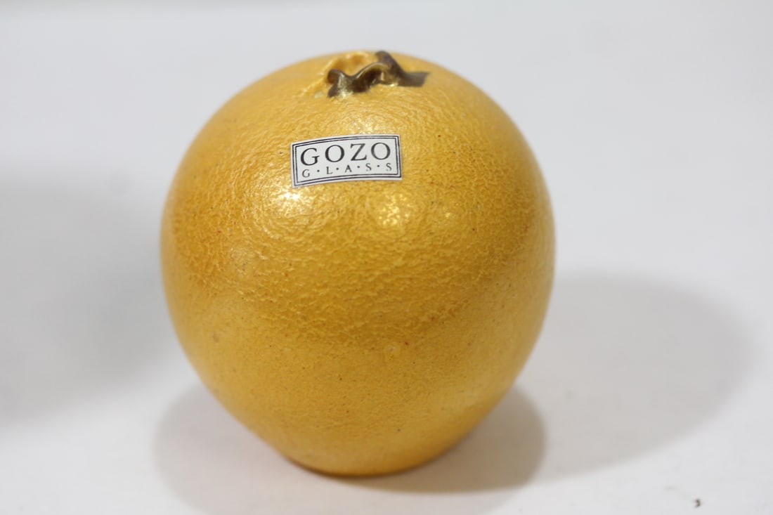 A Signed Gozo Glass Orange: 3" tall