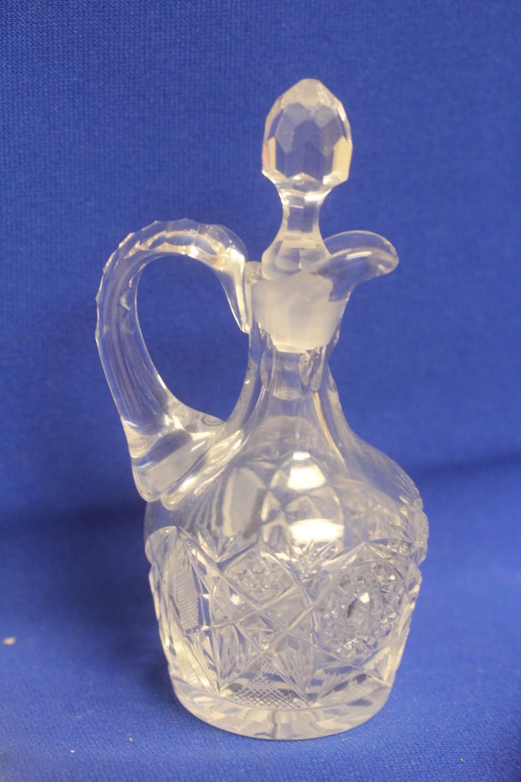 Cut Glass Cruet: 6" tall