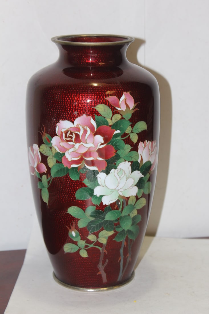 A Japanese Cloisonne Vase: 1950's - 9 3/4" tall