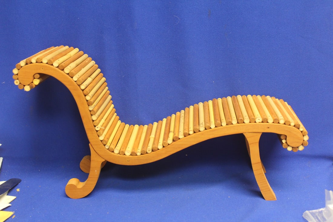 Wood and Bamboo Model Lounge Chair: 16 inches across