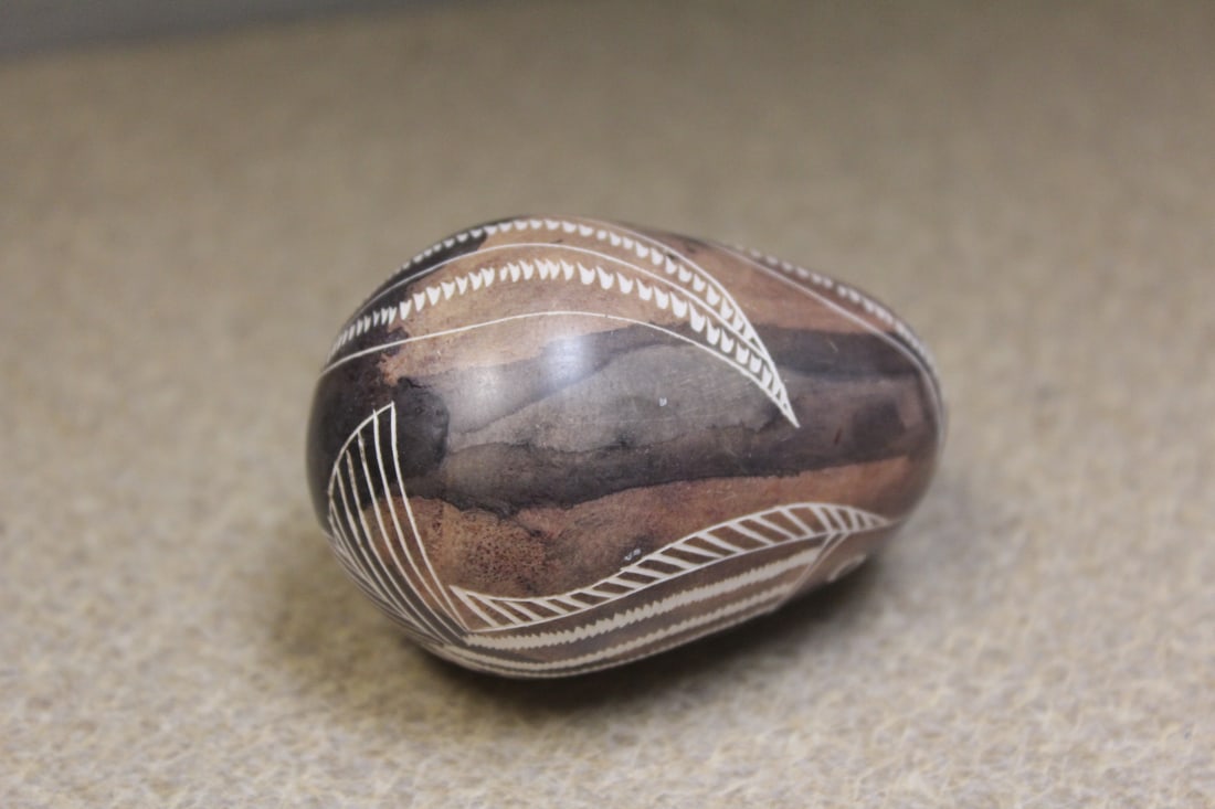 Carved Stone Fish Egg - 2