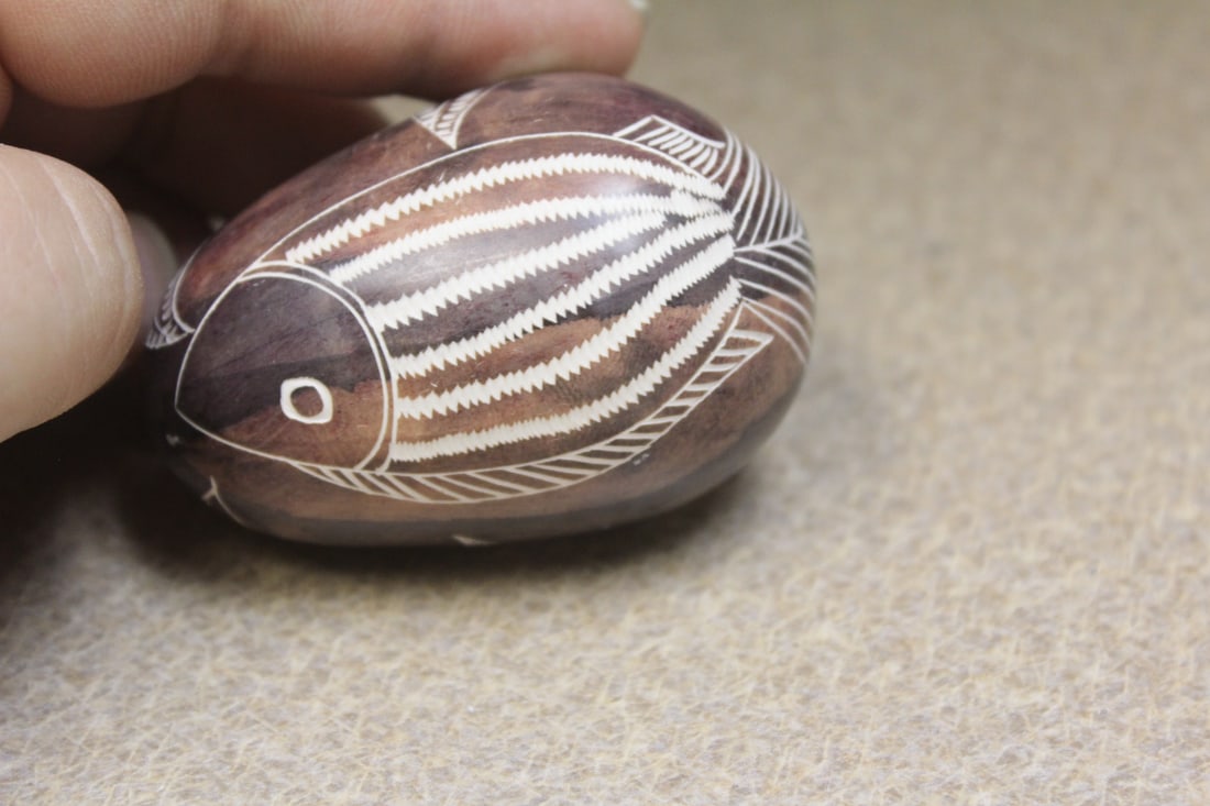 Carved Stone Fish Egg - 5