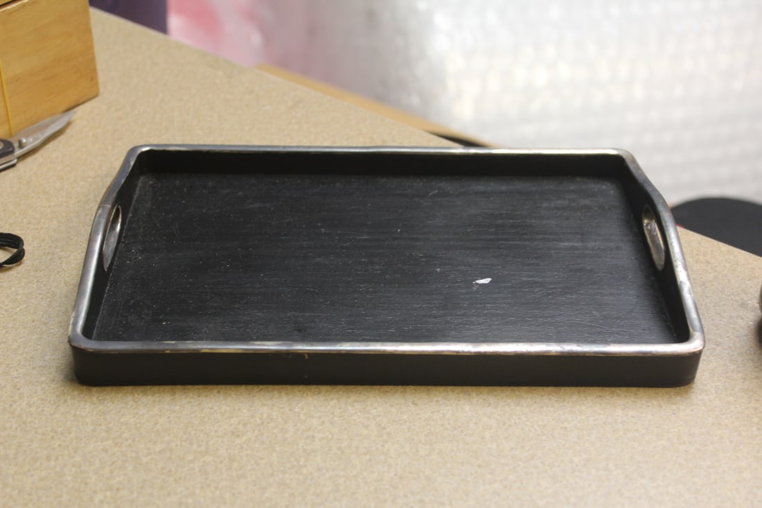 Vintage Double Handle Wooden Tray: 10 7/8" wide