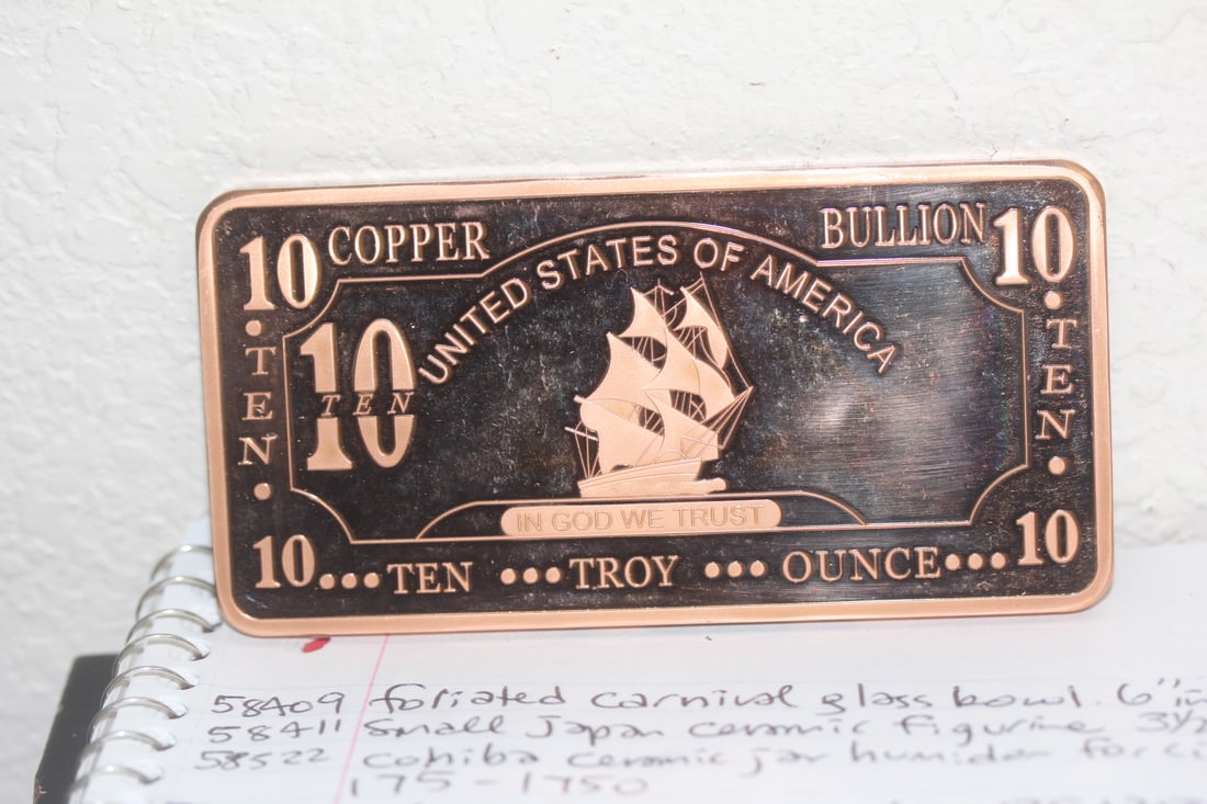 10 Troy Ounces Copper Bar: as shown