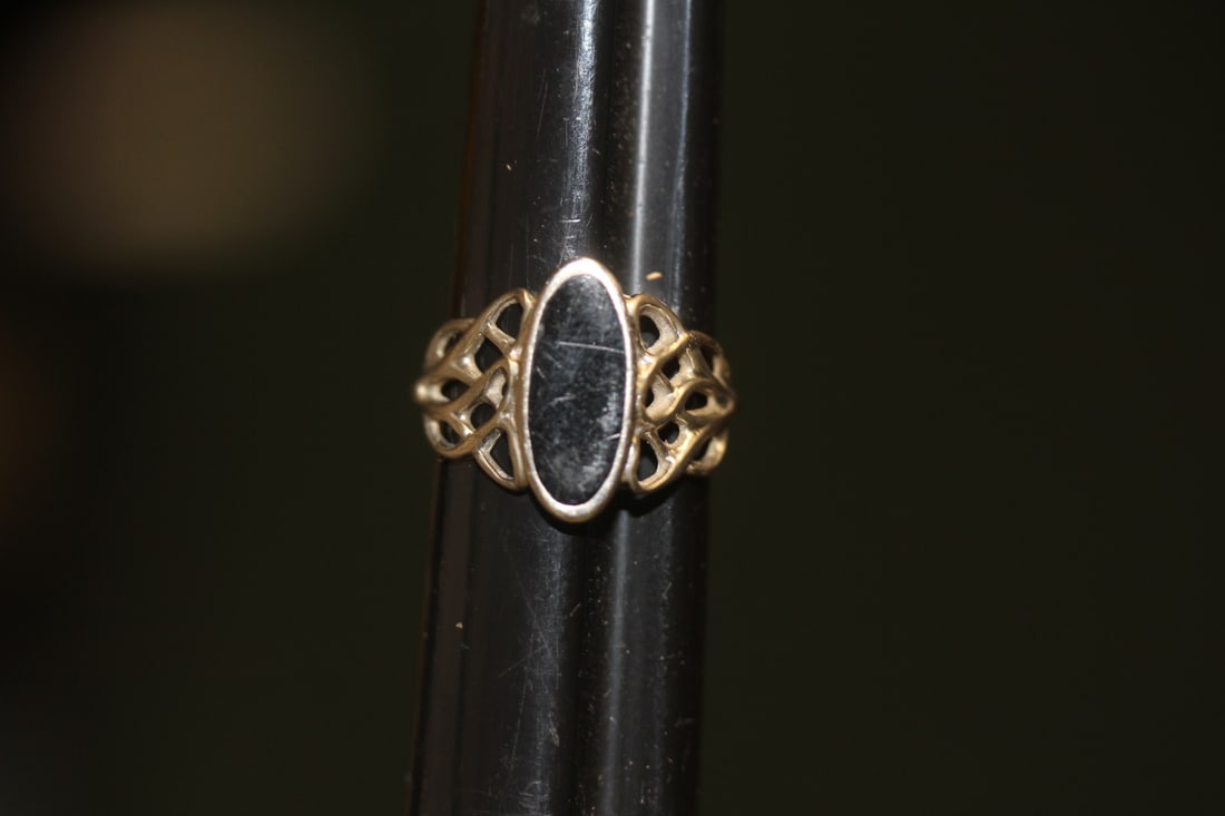 Sterling and Onyx Ring: as shown