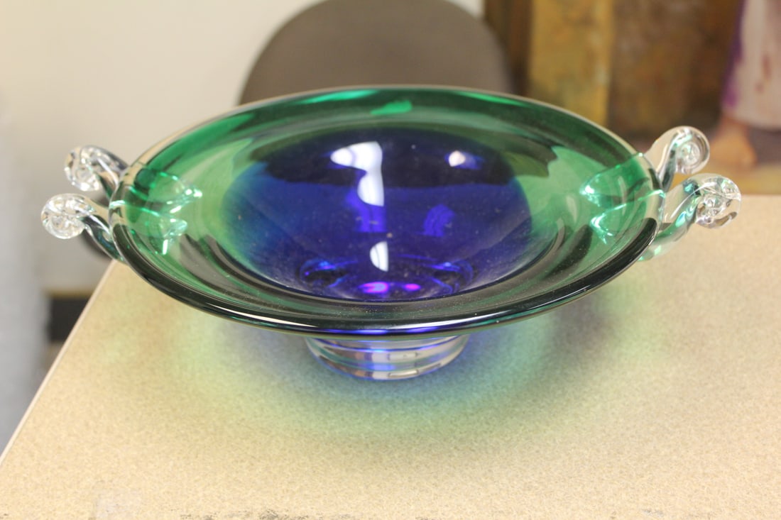 Artglass Bowl: 10 3/8" in diameter - not including the handle