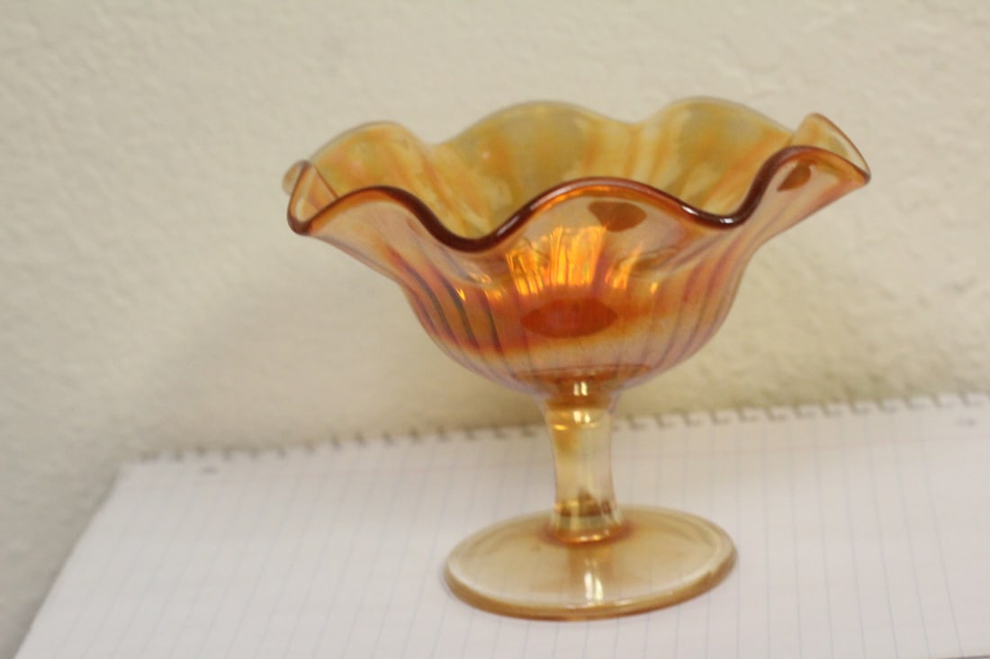 Carnival Glass Compote: 4 1/2" tall