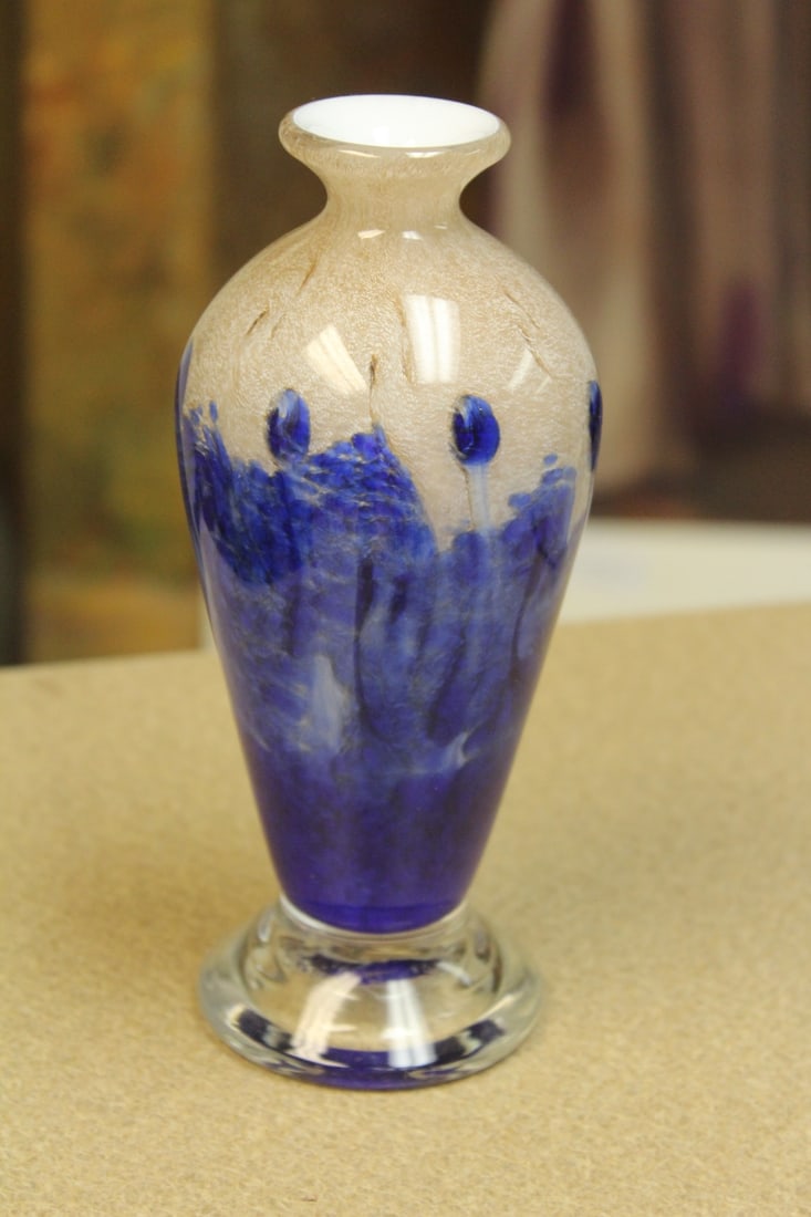 Signed Pascal Art Glass Vase: as shown - 7 1/4" long