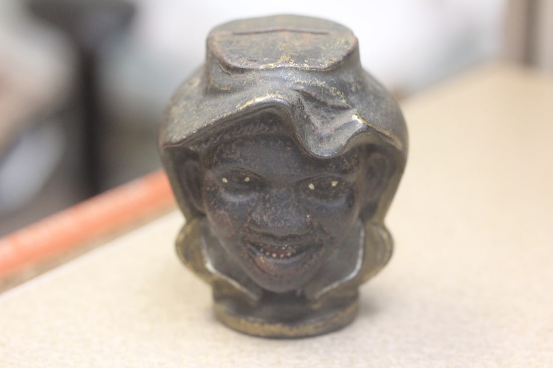 Vintage/Antique Black Americana Cast Iron Small Bank: two face - 3 1/4" tall
