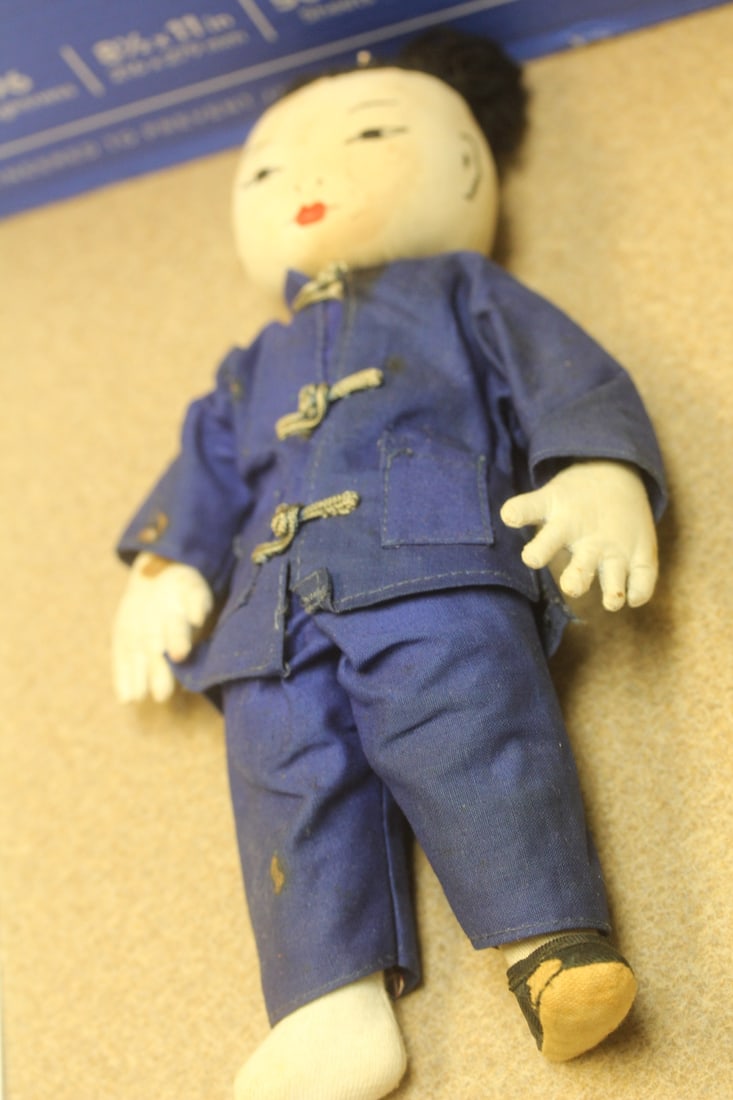Vintage Chinese Patch Doll: please note: no shoe - 11" tall