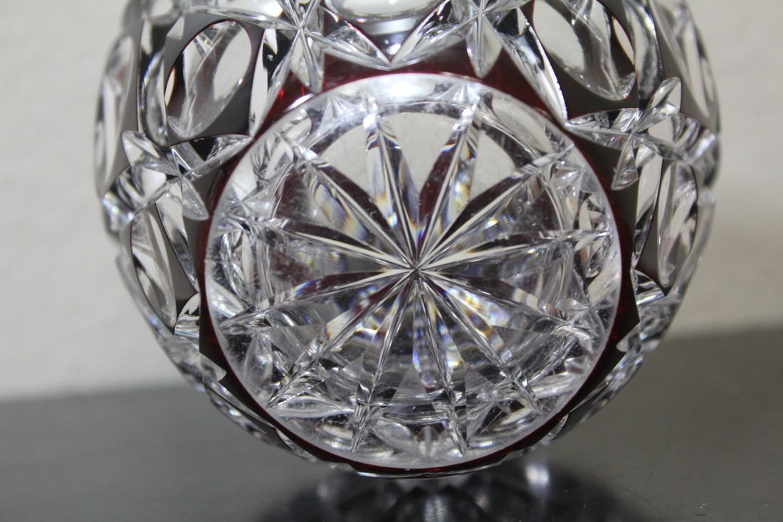 A Ruby Red Cut Glass Vase - 3